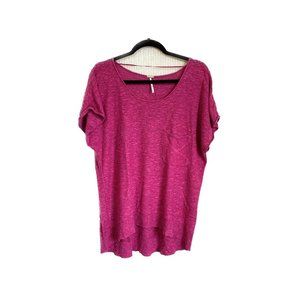 Free People Beach Women Tunic Top Size XS Pink Fuchsia Linen Blend Pockets Relax